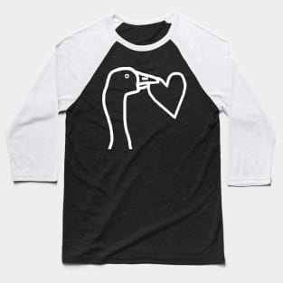 White Line Minimal Goose Stealing a Heart Portrait Baseball T-Shirt